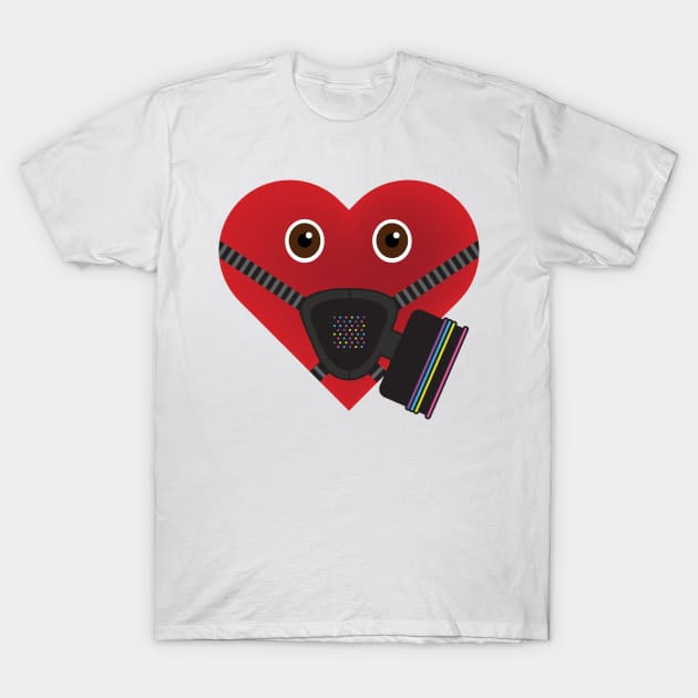 Masked Heart - Half Respirator T-Shirt by Madethisforme